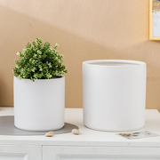 大号陶瓷花盆简约直筒型纯色亚光，白大码绿植花卉蝴蝶兰盆北欧风格