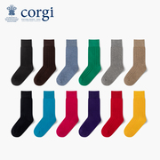 corgi柯基英国进口高端秋冬情侣，纯色商务长袜，红袜子女男中筒袜