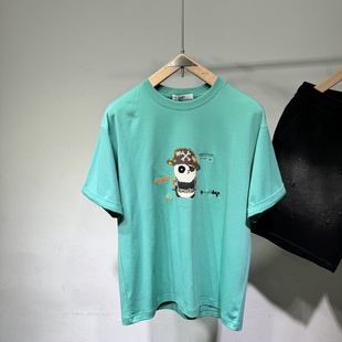 dafee24ss时尚卡通熊猫海盗船长，短袖t恤男美式宽松简约半袖体恤