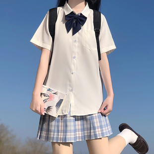 lf原创jk制服衬衫女短袖日系基础款百搭纯色，学生学院风白色tr衬衣