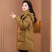 棉服女中长款冬季韩版宽松时尚，显瘦洋气棉衣加厚保暖棉袄外套