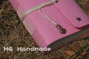 prettyhg羊毛毡手工本子，布艺欧式线装创意笔记本，记事本送笔袋