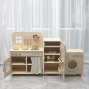 木制仿真过家家厨房玩具套装组合女孩男孩宝宝做饭厨具冰箱