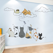 可爱卡通猫咪贴纸宝宝房间，布置婴儿房，卧室墙面装饰儿童墙贴画早教