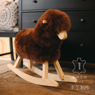 OTHER实木手工羊毛木马摇椅儿童成人摇摇椅 摇马创意设计装饰玩具