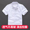 男童涤棉短袖白衬衫儿童装，夏季节目表演出校服园班服男孩白色衬衣