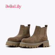 BellaLily2024春季复古增高切尔西靴女欧美短靴气质瘦瘦靴子
