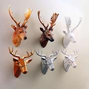 美式创意仿真鹿头壁挂，客厅背景墙动物头，装饰挂饰复古立体壁饰树脂