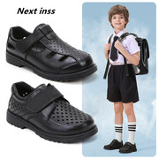 Next kids男童皮鞋2023夏季儿童英伦风软底透气真皮网面鞋子