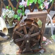 风水轮假山水车轮流水摆件鱼池鱼缸木制户外喷泉大小型防腐木水车