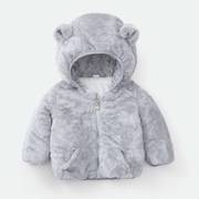 反季秋冬宝宝童装外套，加绒加棉男女童棉服婴儿，珊瑚绒三层棉袄