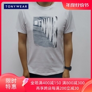 TONY WEAR/汤尼威尔男士夏丝光棉氨爽滑凉感印花短袖圆领T恤polo