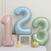 40寸ins风婴儿粉蓝数字，铝膜气球生日装饰派对，复古橄榄绿数字气球