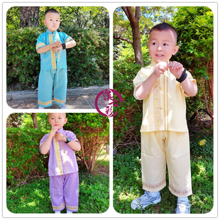 棉麻小男傣夏季短袖透气舒适傣族，风男童套装泰国男童服饰