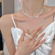 珍珠锆石短款项链女气质轻奢小众设计感颈链锁骨链高级感配饰夏季