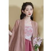 夏季 新中式复古玫瑰印花吊带连衣裙长裙 两件套未定动漫