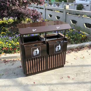 户外垃圾桶果皮箱钢木公园小区，分类垃圾箱室外环卫桶