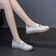 2023女鞋子女小白鞋牛皮牛筋，软底平底透气高跟运动休闲护士小白鞋