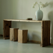 老榆木条案简约新中式门板，原木供台几家用吧台实木玄关桌