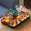 日式家用透明玻璃茶具套装，办公室会客红茶泡茶器，功夫茶杯茶盘小套