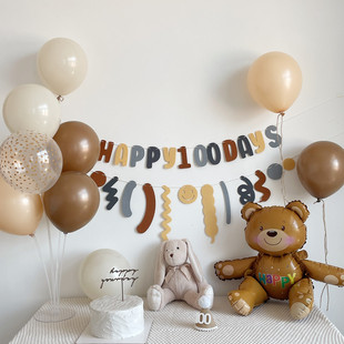 ins风网红儿童1周岁生日，布置背景墙宝宝，100天百日宴百天装饰气球
