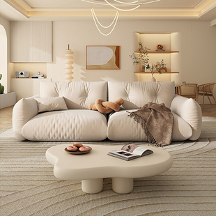 奶油风面包沙发免洗科技，布艺沙发客厅，简约现代网红款侘寂羽绒沙发
