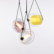 北欧小吊灯单头创意，个性餐厅三头现代简约彩色玻璃卧室床头灯
