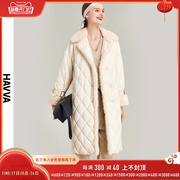 HAVVA2023冬季高充绒量羽绒服女中长款直筒宽松外套Y89110