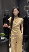 新中式国风立领衬衫女春夏装复古改良旗袍衫设计感不规则开叉上衣