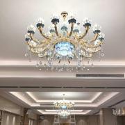 欧式灯饰客厅灯陶瓷水晶吊灯奢华大气卧室餐厅灯复式楼法式灯具成