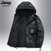 jeep吉普工装棉衣外套，男士冬季大码宽松棉服加肥加大胖子保暖夹克