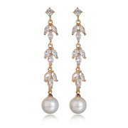 英国设计师cherrykoko锆石珍珠，耳环纯银针耳钉树叶，镶嵌加长款耳饰