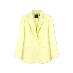PINKO品高 2022春夏女士黄色一粒扣休闲直筒长袖西装外套