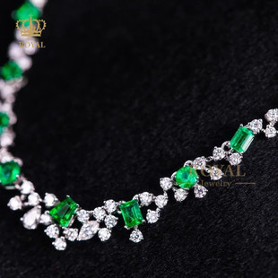 royal珠宝定制1.18ct祖母绿项链，女精致设计钻石18k金镶嵌(金镶嵌)优雅知性