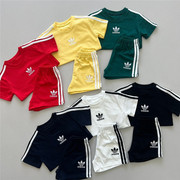 韩版童装男女小童运动服字母短袖，短裤套装夏季儿童纯棉t恤两件套