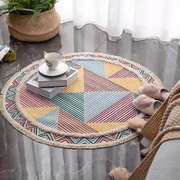 北欧简约圆形簇绒拉绒地毯手工织造地垫家用装饰客厅卧室地板坐垫