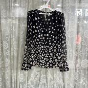 欣贝格RX4C211商场专卖2024春时尚品质女装印花雪纺长袖小衫上衣