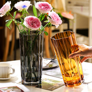高级感轻奢创意玻璃花瓶，透明水培插花鲜花百合客厅装饰高颜值摆件