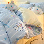 玉桂狗全棉床上四件套可爱卡通儿童床品纯棉被套床单床笠款三件套