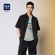 hla海澜之家外套，款短袖休闲衬衫，明线黑色宽松凉感短衬男