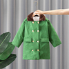 儿童军棉大衣加棉加厚中长款男女童保暖外套宝宝绿棉衣袄加绒冬季