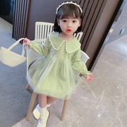 女童连衣裙春款2024韩版女宝宝娃娃领爱心纱裙洋气儿童公主裙