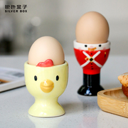 鸡蛋托陶瓷卡通蛋托杯摆件创意可爱早餐鸡蛋收纳碟碗餐具熟鸡蛋杯
