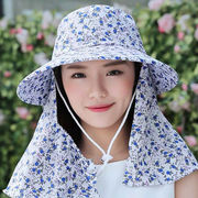 防晒帽子女夏季面罩，遮脸太阳帽大沿百搭凉帽紫外线采茶骑车遮阳帽
