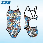 zoke洲克儿童泳衣女童女孩小童速干中大童竞速专业训练比赛游泳衣