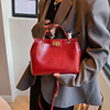 红色包包女士2024时尚高级感鳄鱼纹手提单肩包网红斜挎水桶包