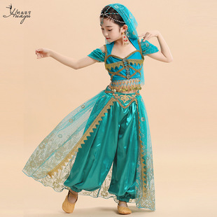 儿童肚皮舞茉莉公主服装女童，印度舞阿拉丁，神灯印度公主表演服