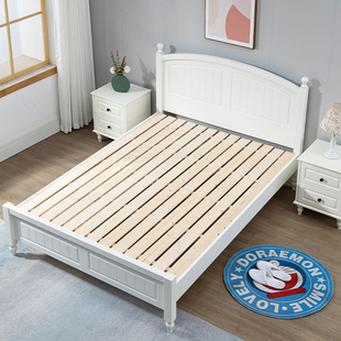 美式实木床红橡木一米五床高箱储物单人床，1.2米家用儿童床1.35米