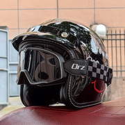 ORZ复古哈雷头盔男女3C认证电动摩托车3/4盔半盔四季通用个性情侣