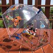 高档透明儿童雨伞自动长柄小猪卡通工程车男女恐龙小孩幼儿园公主
